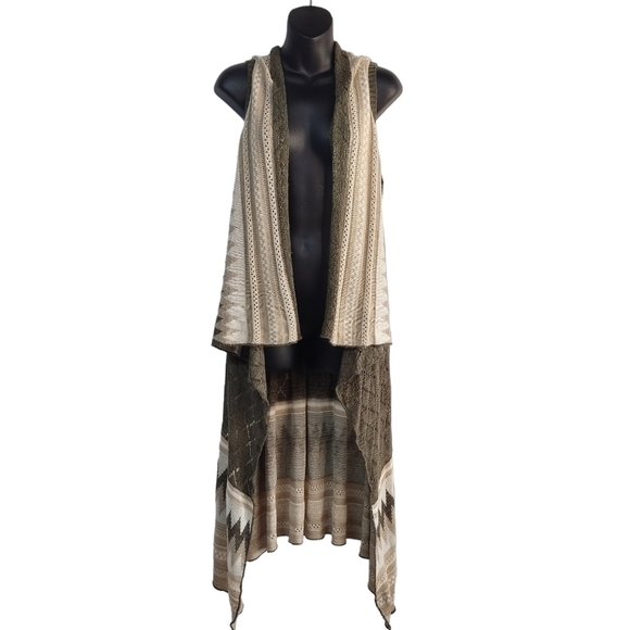 Maurices Women's Olive Green/Tan Sleeveless Sweater Cardigan Size L/XL - Picture 1 of 6